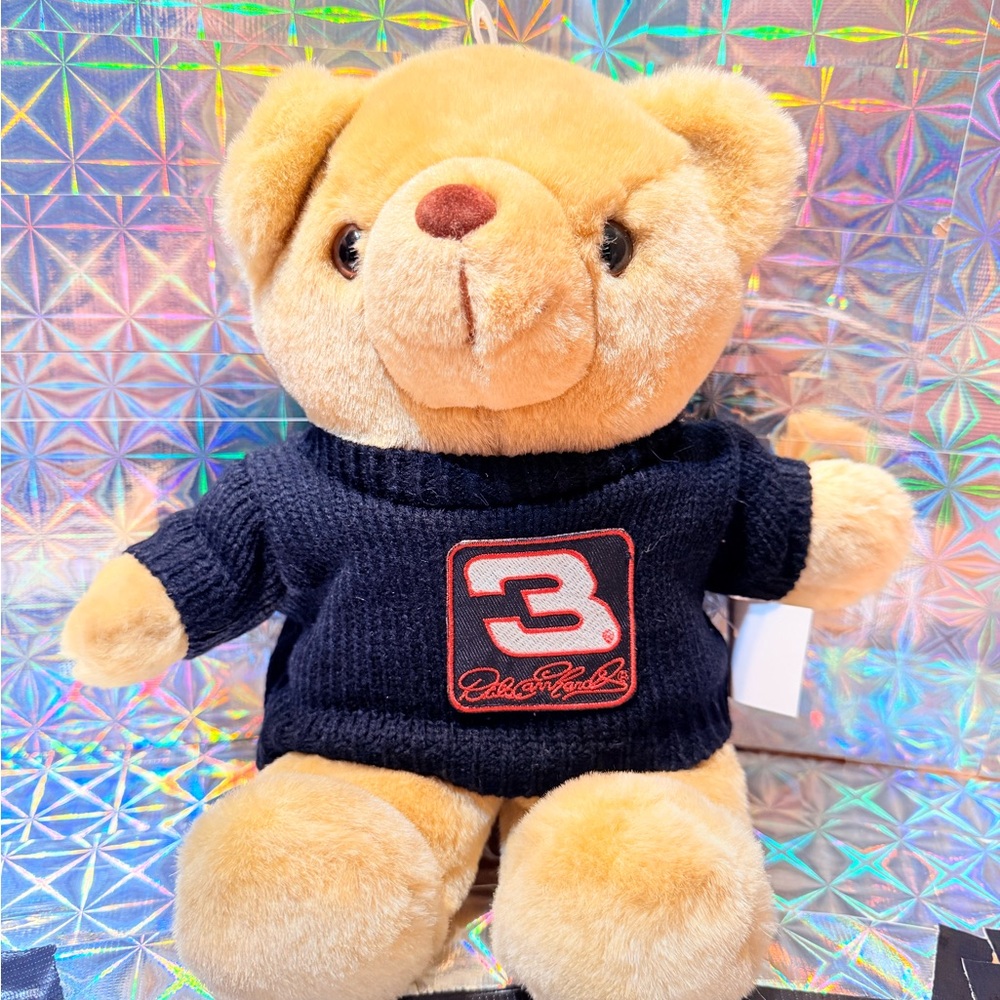 Hallmark Dale Earnhardt plush teddy bear w/ sewing patch black sweater